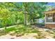 Expansive backyard featuring lush greenery, mature trees, and a storage shed at 226 S Morrow Ave, Albemarle, NC 28001