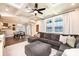Spacious living room with coffered ceilings, abundant natural light, and hardwood floors at 2526 Snow Creek Ne Rd, Hickory, NC 28601