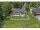 Aerial view of the backyard, showing the grassy fenced yard at 7478 Pine Ridge Dr, Denver, NC 28037