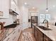 Modern kitchen with stainless steel appliances, marble countertops, and white cabinets with plenty of natural light at 1120 Idyllic Ln, Waxhaw, NC 28173