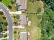 This aerial view showcases the property's large lot size and private backyard, surrounded by lush trees at 17012 Alydar Commons Ln, Charlotte, NC 28278