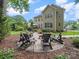 Charming backyard with fire pit, patio, and manicured lawn creates an inviting outdoor space at 1808 Mill Chase Ln, Waxhaw, NC 28173