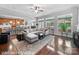 Spacious, virtually staged living room with hardwood floors, large windows, and an open-concept design at 1808 Mill Chase Ln, Waxhaw, NC 28173