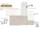 A primary bath featuring satin brass lighting, a chrome Kohler faucet, and stone look porcelain floor tile at 19040 Newburg Hill Rd, Davidson, NC 28036