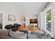 Bright living room with cozy seating, hardwood floors, and backyard views at 21212 Rio Oro Dr, Cornelius, NC 28031