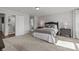 Bright bedroom with a plush bed, soft carpet, and direct access to a walk-in closet and bathroom at 235 Boxelder Rd, Clover, SC 29710