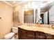 Bathroom with marble countertop, modern fixtures, and decorative towel rack at 3889 Mattingly Dr, Hickory, NC 28602