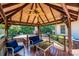 Gazebo featuring comfortable seating, a ceiling fan, and a great view of the lush backyard at 3889 Mattingly Dr, Hickory, NC 28602