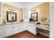 Beautifully designed bathroom featuring dual sinks, granite countertops, and a vanity area for added convenience at 4485 River Oaks Rd, Lake Wylie, SC 29710