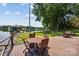 Waterfront deck featuring outdoor dining and seating areas, perfect for enjoying lake views and outdoor gatherings at 4485 River Oaks Rd, Lake Wylie, SC 29710