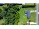 Aerial shot of home on expansive lot showing lush greenery and a private backyard at 50 Isenhour Park Rd, Taylorsville, NC 28681
