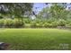 Lush backyard with mature landscaping, providing privacy and a serene atmosphere at 9954 Mitchell Glen Dr, Charlotte, NC 28277
