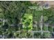 Aerial view shows the property boundaries with a large, private backyard surrounded by mature trees and lush greenery at 2008 Kimway Dr, Matthews, NC 28105