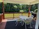 Relaxing covered deck features a charming white table set, perfect for outdoor dining and enjoying the view at 231 Glenwood Dr # 4, Oakboro, NC 28129