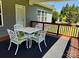A cozy covered deck with white table set offers an ideal spot for outdoor relaxation and entertainment at 231 Glenwood Dr # 4, Oakboro, NC 28129