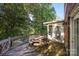 Wooden deck with a picnic table, accessed by a door, offering a serene view and natural surroundings at 322 Oakview Dr, Salisbury, NC 28146