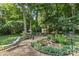 This backyard features a fountain, landscaping, bird feeders, and a seating area at 3717 Bounty Ct, Matthews, NC 28104