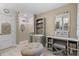 Bathroom with walk in shower, vanity, and a seated make up area at 3717 Bounty Ct, Matthews, NC 28104