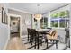 Dining room filled with natural light from large windows, complemented by modern lighting and stylish decor at 3717 Bounty Ct, Matthews, NC 28104