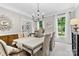 Sophisticated dining room featuring an elegant chandelier, stylish table setting, and refined decor at 3717 Bounty Ct, Matthews, NC 28104