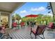 Spacious deck with stylish red seating and dining area, perfect for outdoor entertaining with a nice view at 402 Walnut St, China Grove, NC 28023