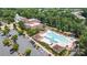 Aerial view of community clubhouse featuring a resort-style pool, lounge areas, and manicured landscaping at 4079 Murray St, Fort Mill, SC 29707