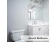 Clean second bathroom with a white vanity, modern mirror, and efficient toilet at 4429 Dawnwood Dr, Gastonia, NC 28056