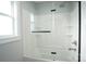Bright shower with a glass partition and sleek fixtures for a luxurious bathing experience at 4429 Dawnwood Dr, Gastonia, NC 28056