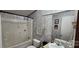 Bathroom featuring tub/shower combo, toilet, sink and mirror at 4688 Taxahaw Rd, Lancaster, SC 29720
