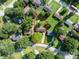 Aerial shot of home showcasing its location within a neighborhood with mature trees at 517 Fieldcrest Dr, Chester, SC 29706