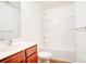 Bathroom featuring an updated vanity, shower/tub combination, and a toilet at 5319 Swearngan Rd, Charlotte, NC 28216