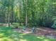 Charming backyard with a fire pit, seating area and natural surroundings at 5955 Mountain Point Ln, Charlotte, NC 28216