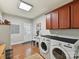 Convenient laundry room with modern appliances and cabinet space at 5955 Mountain Point Ln, Charlotte, NC 28216