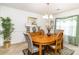 Cozy dining room featuring a round wooden table, chandelier, and neutral decor for intimate gatherings at 6619 Bittinger Ct, Charlotte, NC 28216