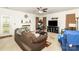 Spacious living room with a ceiling fan, fireplace, and comfortable seating at 6619 Bittinger Ct, Charlotte, NC 28216