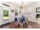 Cozy breakfast nook with large windows, chandelier, and seating for six at 9807 Maywine Cir, Huntersville, NC 28078