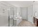 Beautiful main bathroom featuring large tub, shower, and tile floors at 1011 Wadsworth Ln, Indian Trail, NC 28079