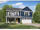 Charming two-story home with blue siding, white trim, and a welcoming front porch at 1016 Forest Dr, Marshville, NC 28103