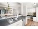 Kitchen featuring a stainless steel dishwasher, double sink, and mosaic tile backsplash at 11021 Dundarrach Ln # 40, Charlotte, NC 28277