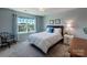 Cozy bedroom featuring a comfy bed near a window with patterned curtains, plus a decorative throw pillow at 1324 Mona Vale Dr, Huntersville, NC 28078