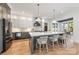 Modern kitchen with gray and white cabinets, a large island, and stainless steel appliances at 1830 Commodore St, Charlotte, NC 28205
