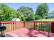 View from a deck overlooking a lush backyard with mature trees at 219 E Boston Ave # 141516, Bessemer City, NC 28016