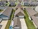 Aerial view of homes with manicured lawns and driveways at 282 Harrison Ln, Locust, NC 28097