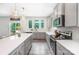 Bright kitchen boasts gray cabinets, quartz countertops, stainless steel appliances, and a spacious island at 5499 Angus Dr, Midland, NC 28107