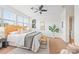 A cozy bedroom features neutral decor, ceiling fan and large windows with natural light at 558 Oakland Ave, Charlotte, NC 28204