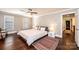 Bright bedroom with hardwood floors, ceiling fan, and modern design at 841 16Th Avenue Nw Ln, Hickory, NC 28601