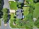 An aerial view of the property showcasing the meticulously maintained yard and landscaping at 9800 Ashley Farm Dr, Matthews, NC 28105