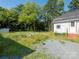 Exterior backyard view with gravel area and weeds next to white house at 110 College St, Marshville, NC 28103