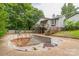 Green backyard with upper wood deck and in-ground pool at 1713 Poe Cir, Hickory, NC 28601