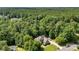 An aerial shot shows a beautiful home nestled amongst a lush green forest, offering privacy at 2074 Brandt Rd, York, SC 29745